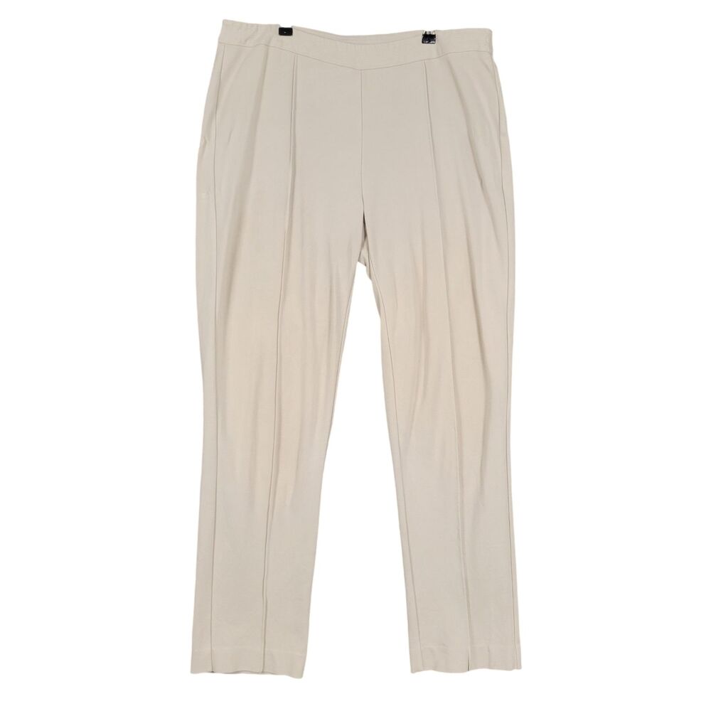 SOFT SURROUNDINGS 55984 Beige High Rise Straight Stretch Pull On Pants SIZE 1X